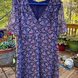 Madewell Blue and Pink Floral Dress Size 14